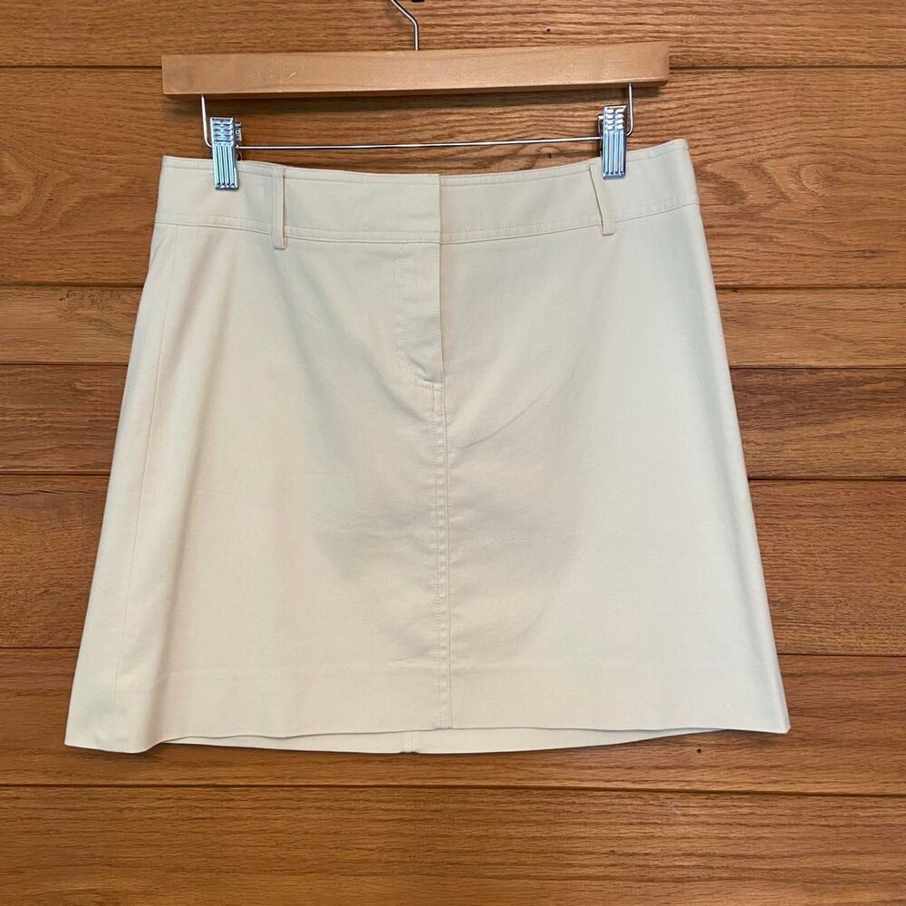 Theory Y2K cotton blend cream mini skirt